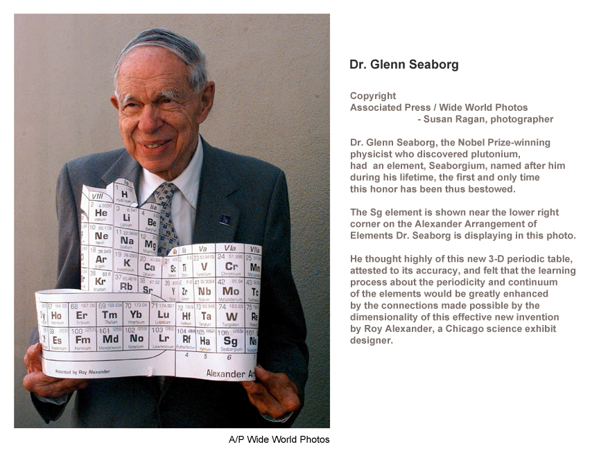 Glenn T. Seaborg with his Alexander Arrangement of Elements