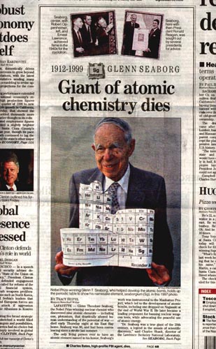Glenn Seaborg Obituary in the San Jose California Mercury News
